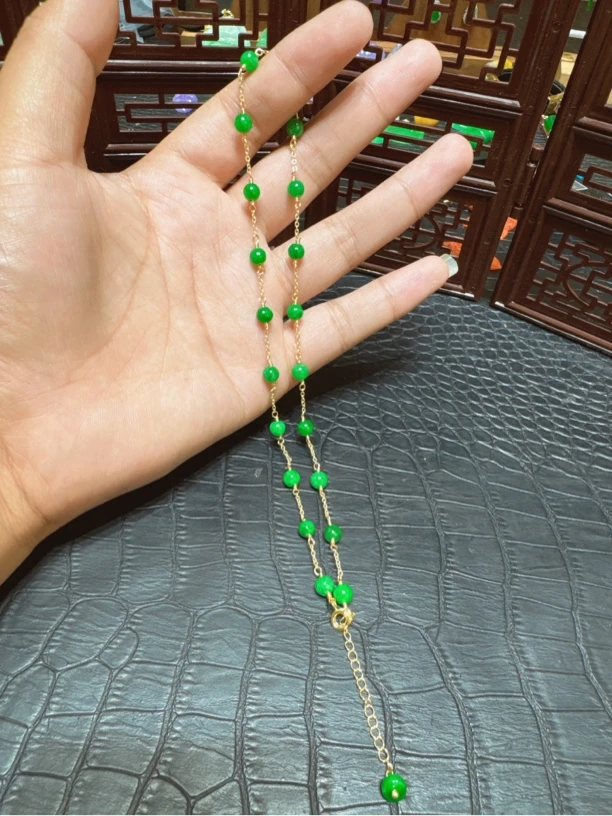 合金项链 绿色女款时尚手工满天星锁骨链项链5mm+