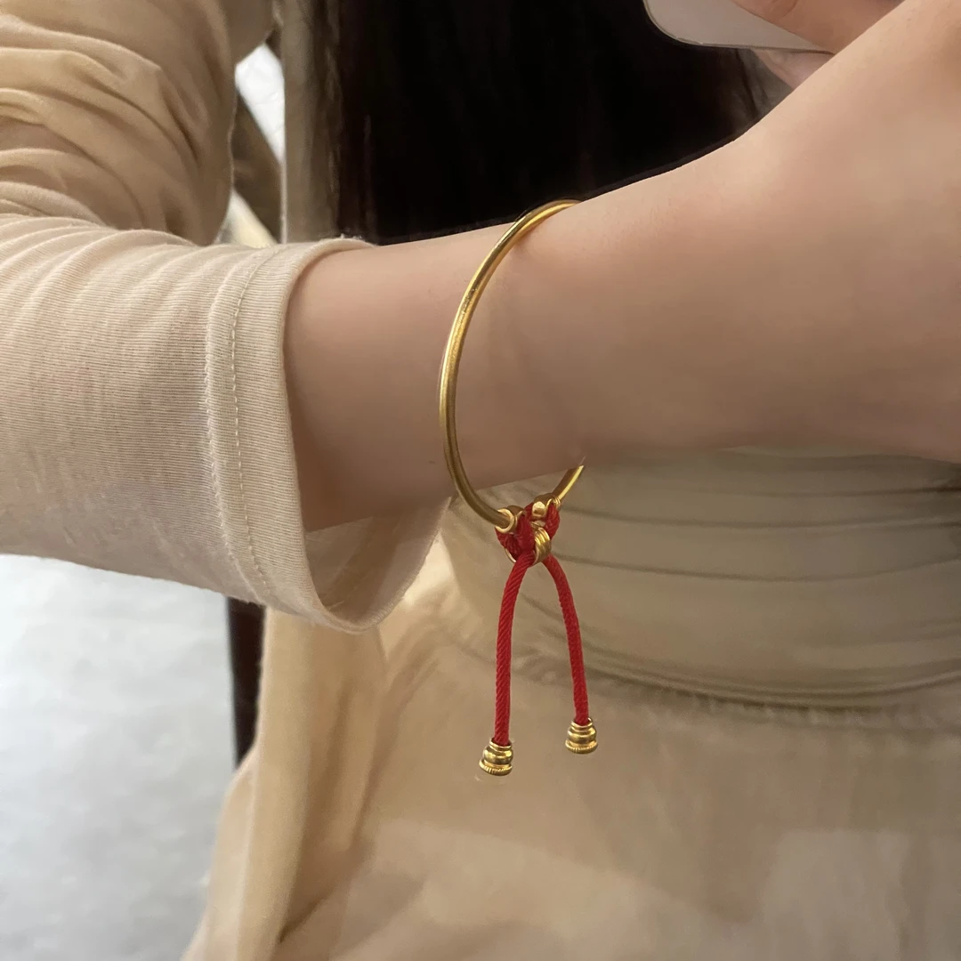 C597金色活口手镯红绳拼接国风潮流百搭气质网红风