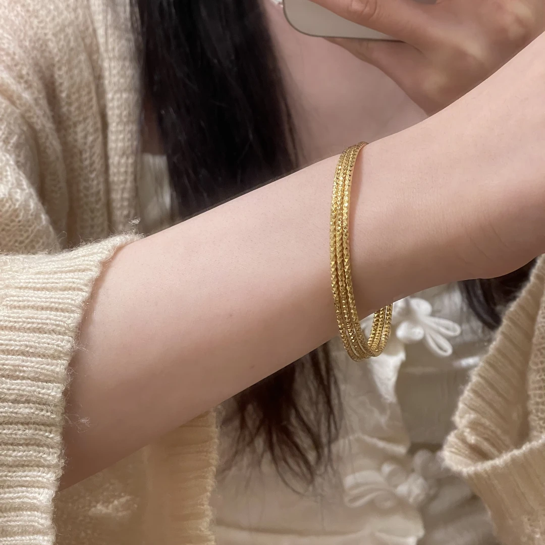 C676三个一套金色手镯简约小众轻奢百搭高级气质