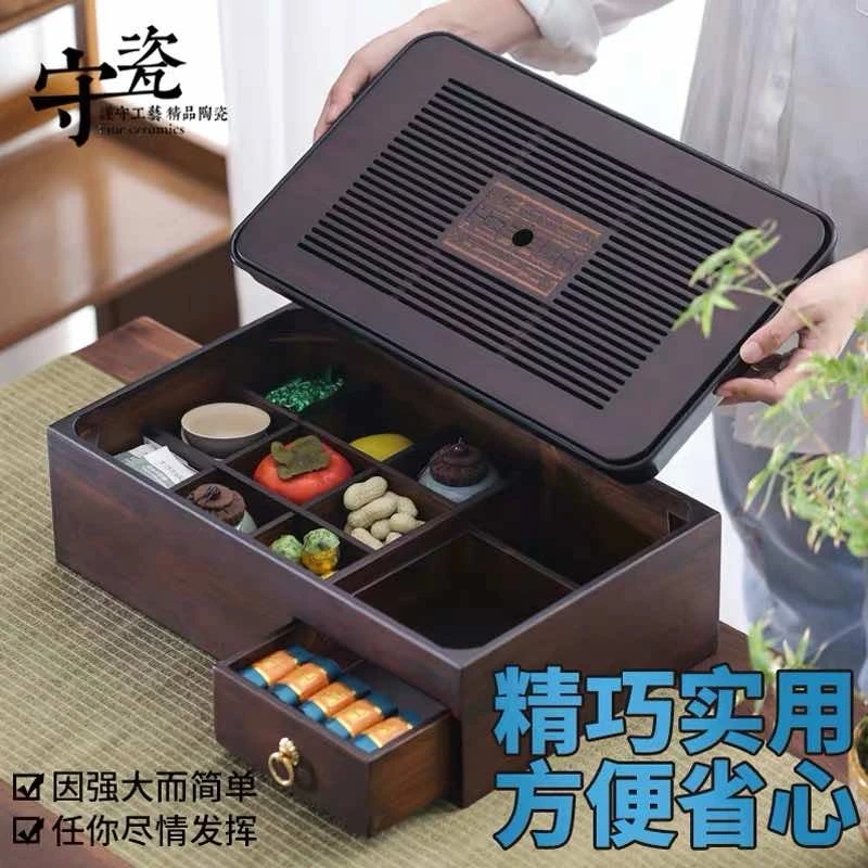 茶盘多功能收纳盒大号日式茶台功夫茶具家用简约茶托盘茶海