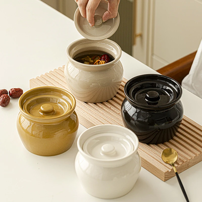 瓦罐炖盅隔水炖一人食蒸蛋炖罐带盖汤罐中式沙县小吃陶瓷煨汤汤盅