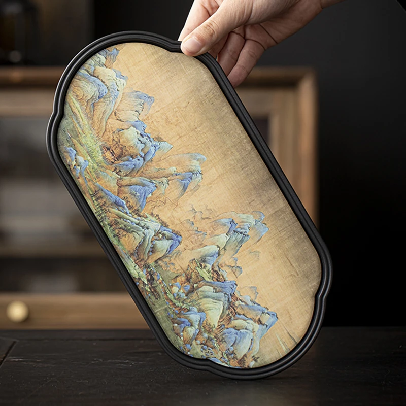 兰亭序干泡盘日式迷你简约茶盘小型茶台创意吸水茶盘家用沥水托盘