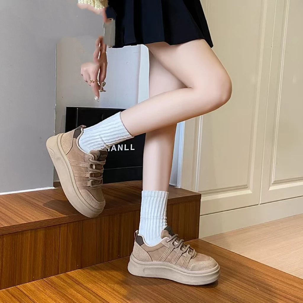 美拉德厚底板鞋女春秋季百搭复古德训鞋软底运动休闲鞋子DO223