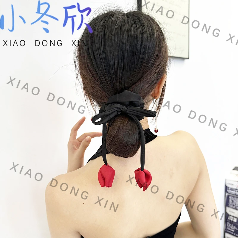 网红爆款高弹力郁金香头绳发圈时尚扎头发橡皮筋2023新款