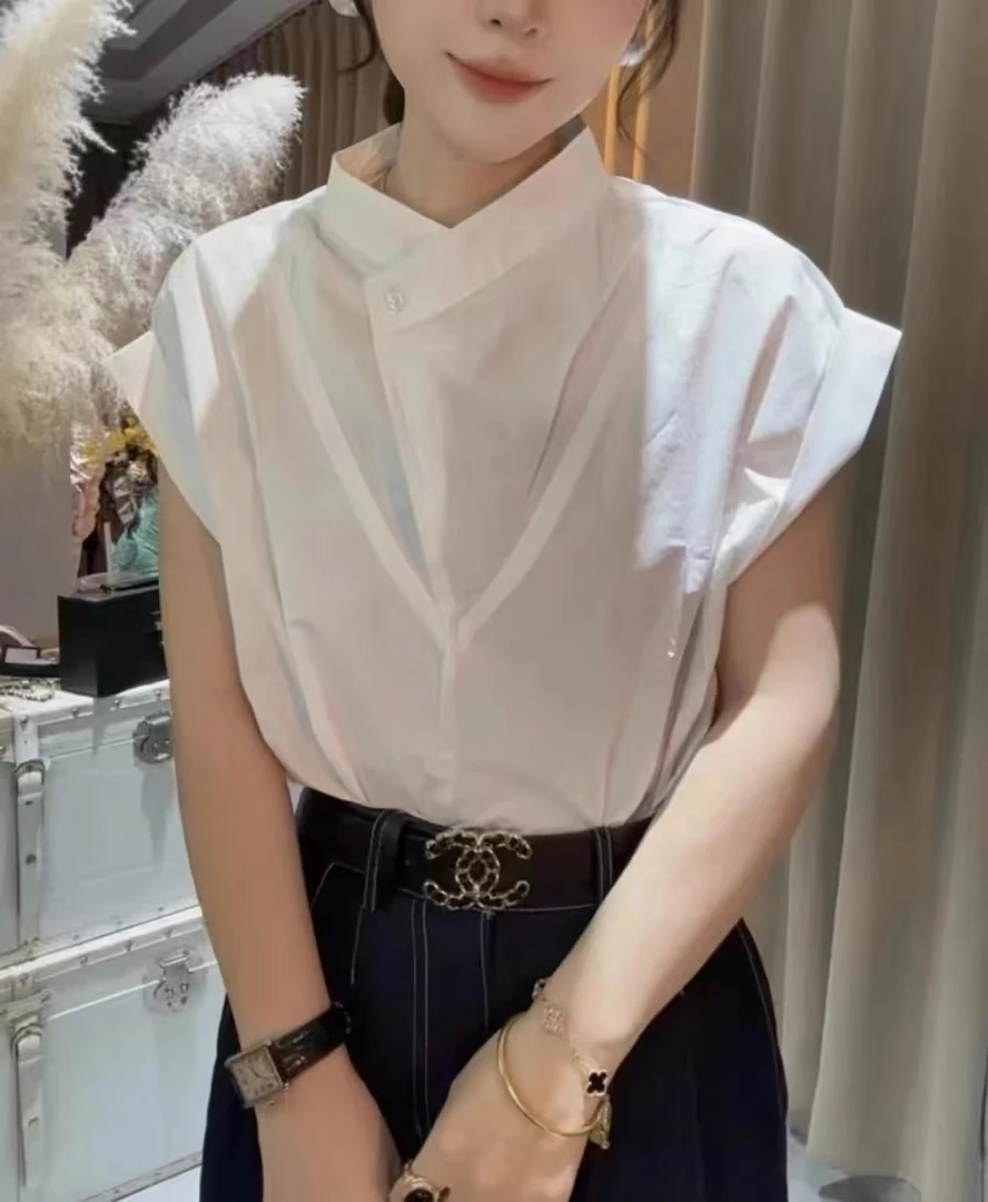 气质简约大气白衬衫夏季女百搭设计感上衣