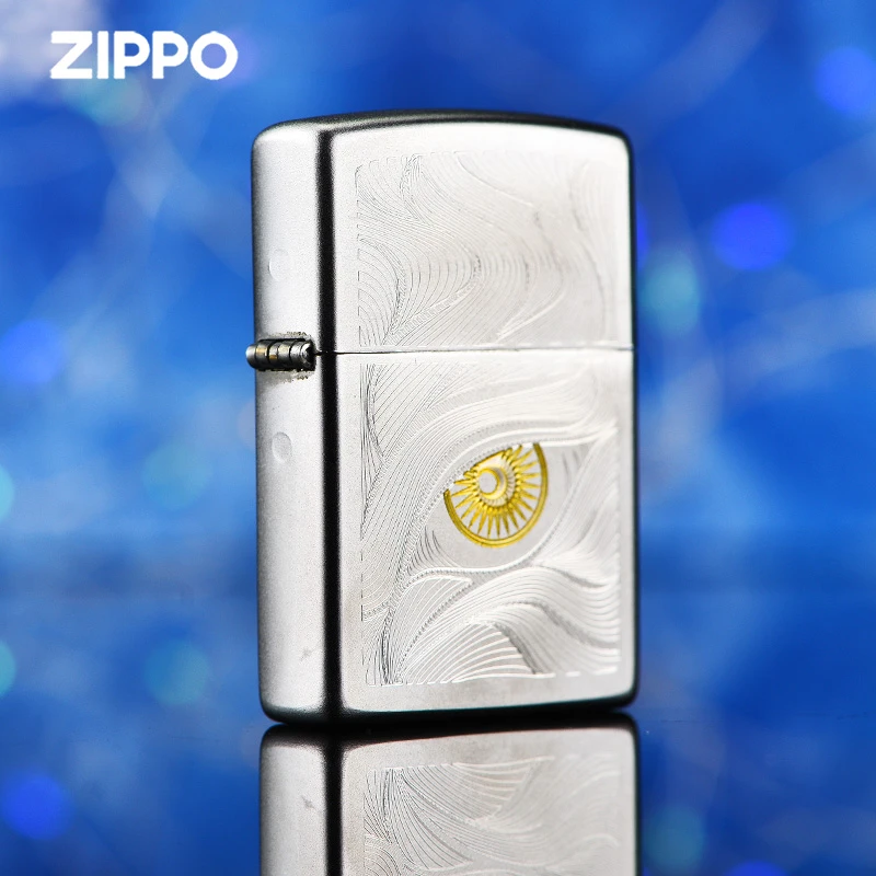 Zippo打火机正版缎纱镀铬秋水含睛七夕送男友礼物原装正品防风