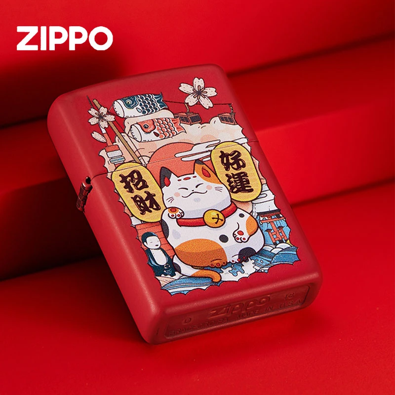 zippo打火机正版 防风煤油彩印开运招财猫官方旗舰款男士专柜送礼