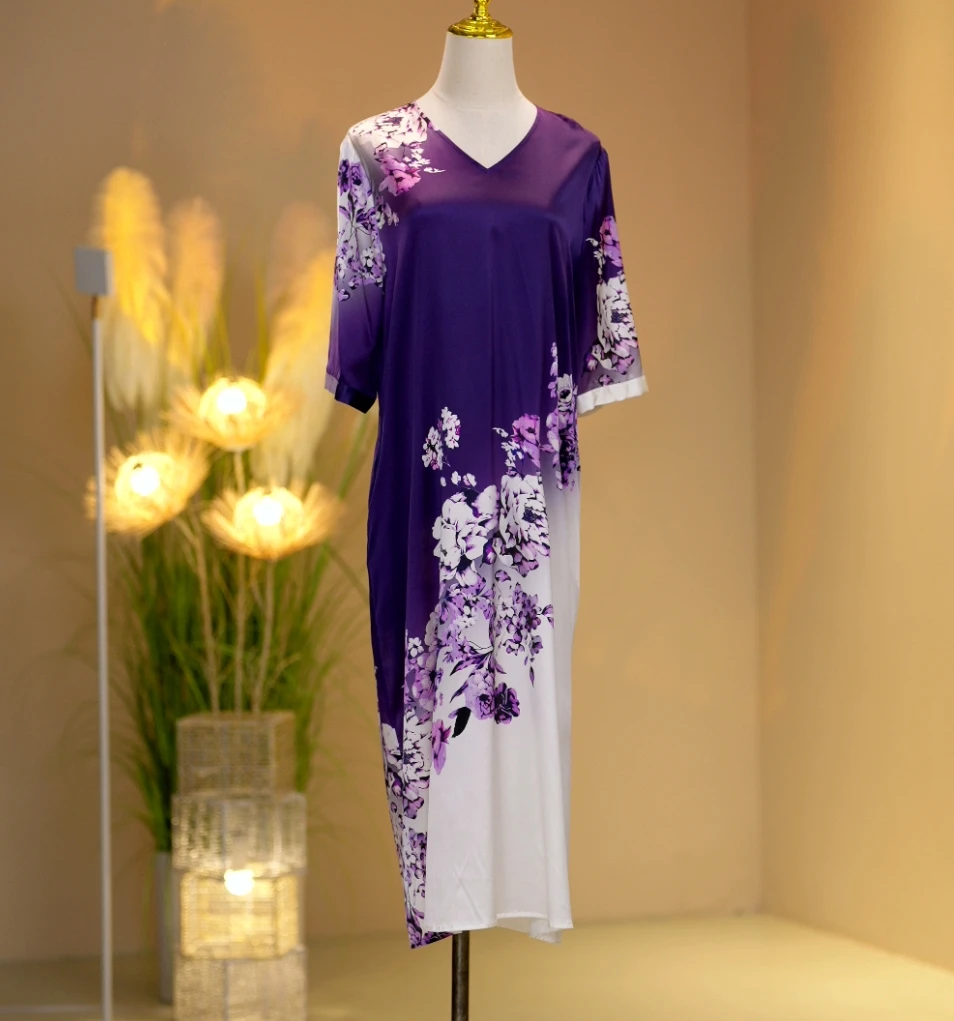 桑蚕丝高贵时尚气质减龄优雅连衣裙 2410100