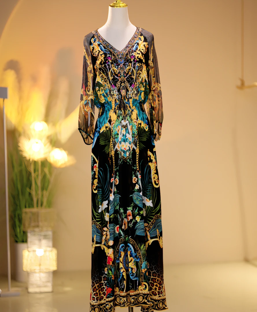 桑蚕丝高端定制时尚气质减龄连衣裙 32513