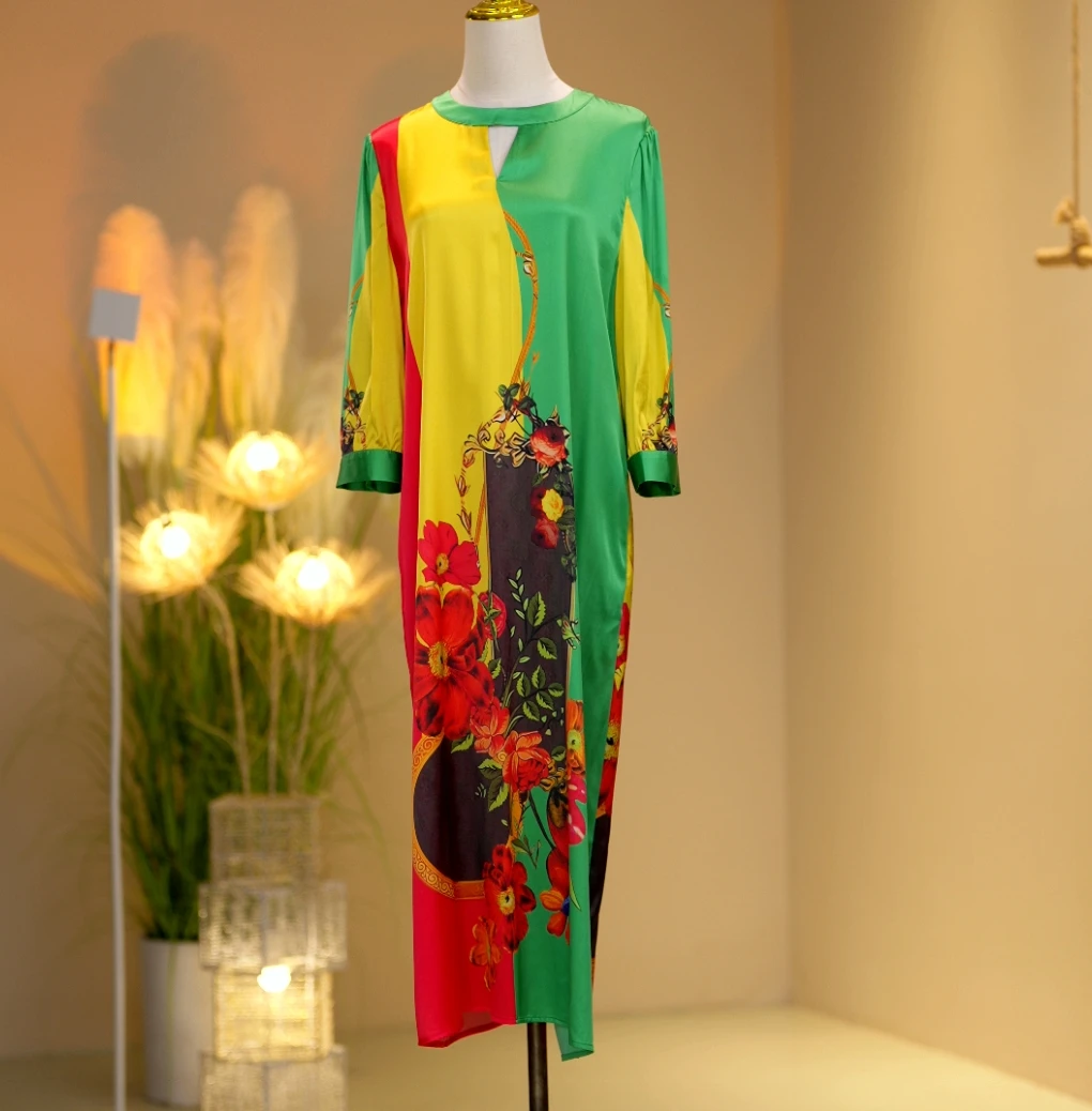 桑蚕丝高定时尚气质减龄连衣裙 24010008