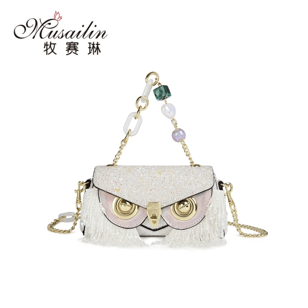 【MUSAILIN/牧赛琳】原创重工定制碎钻梯形包FC-4004/白雨花石