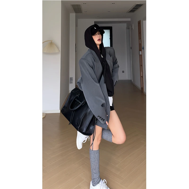 【时髦基调】格雷系高智感静奢风阔版挺括显瘦包容感休闲大西装外套