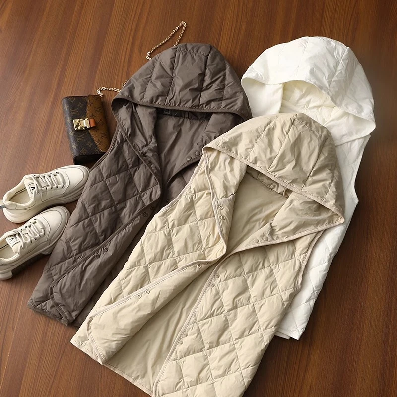 2025新款夹棉马甲女春秋外穿薄外套冬季棉服内搭保暖背心连帽马夹