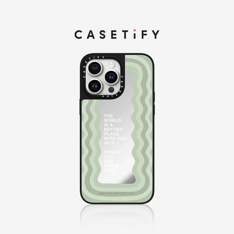 【zb】CASETiFY 绿色镜面标语手机壳 iPhone15/14/13/pro/pro max
