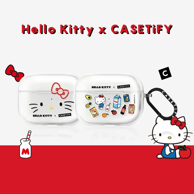 CASETiFY x Hello Kitty集市满印脸脸满印适用于Airpodspro耳机壳