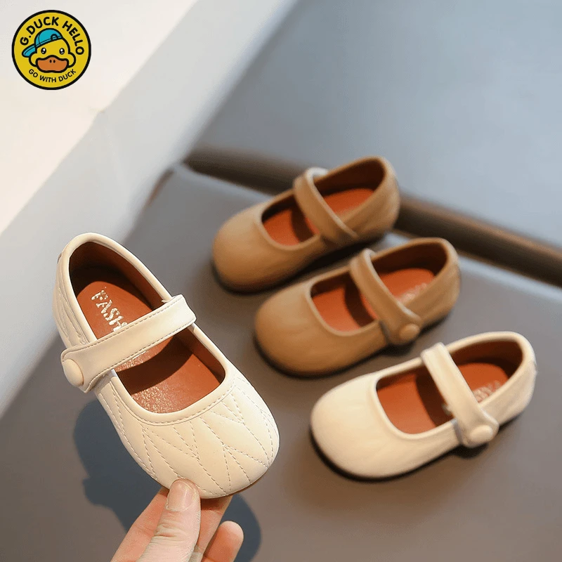 小黄鸭学步鞋2025春季软底儿童鞋子小童公主鞋时尚洋气女童小皮鞋