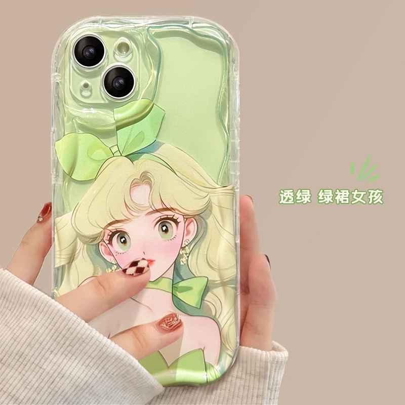 卡通抱猫女孩苹果15_华为_vivo_oppo_小米_iPhone14promax手机壳