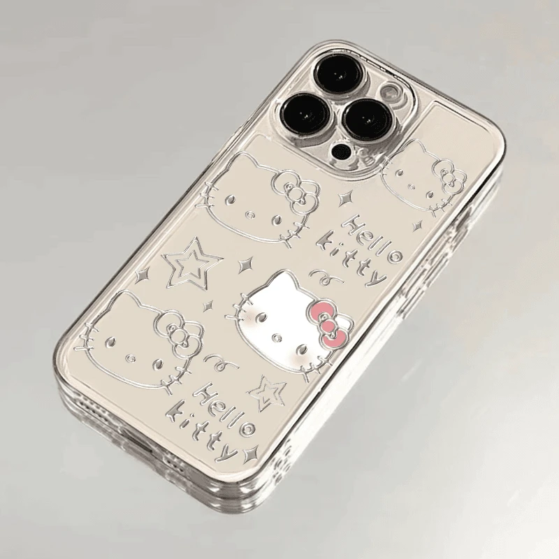 线条感KT猫适用苹果15promax华为P70小米14vivoS18OPPO手机壳透明