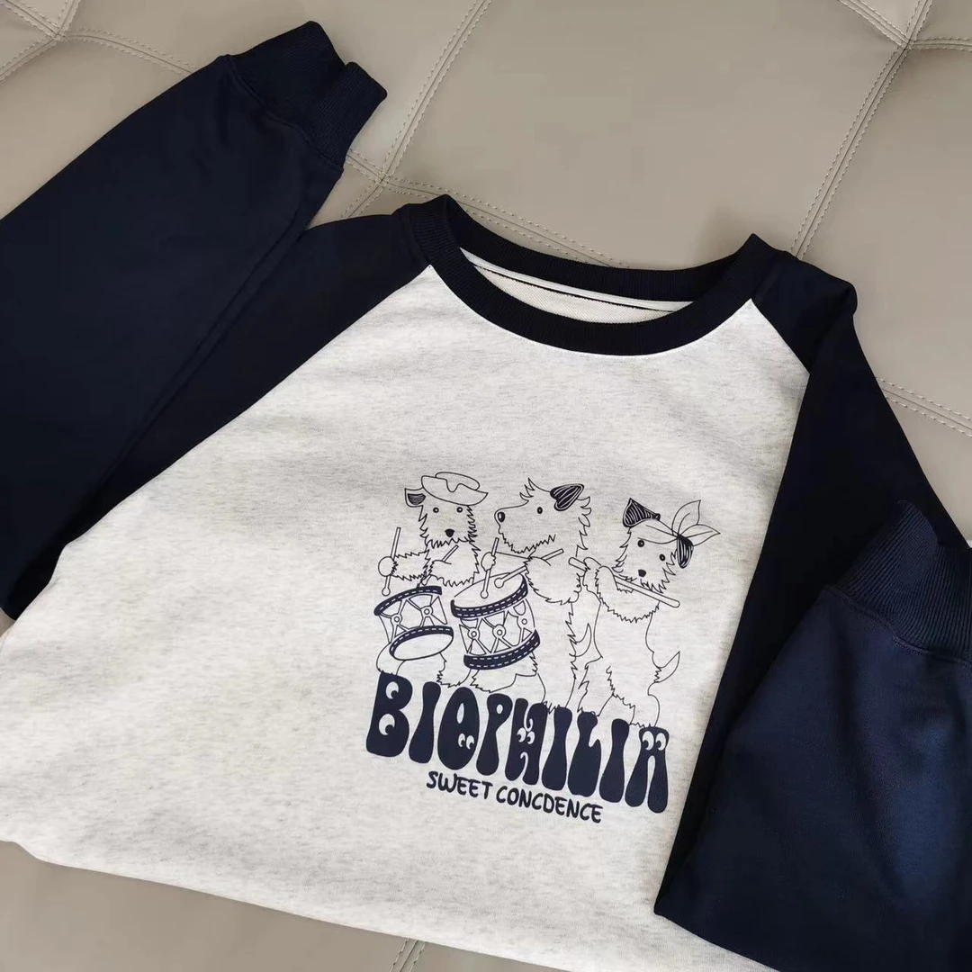 【宠粉回馈】马西西微胖大码【可爱雪纳瑞】撞色设计狗狗印花圆领卫衣