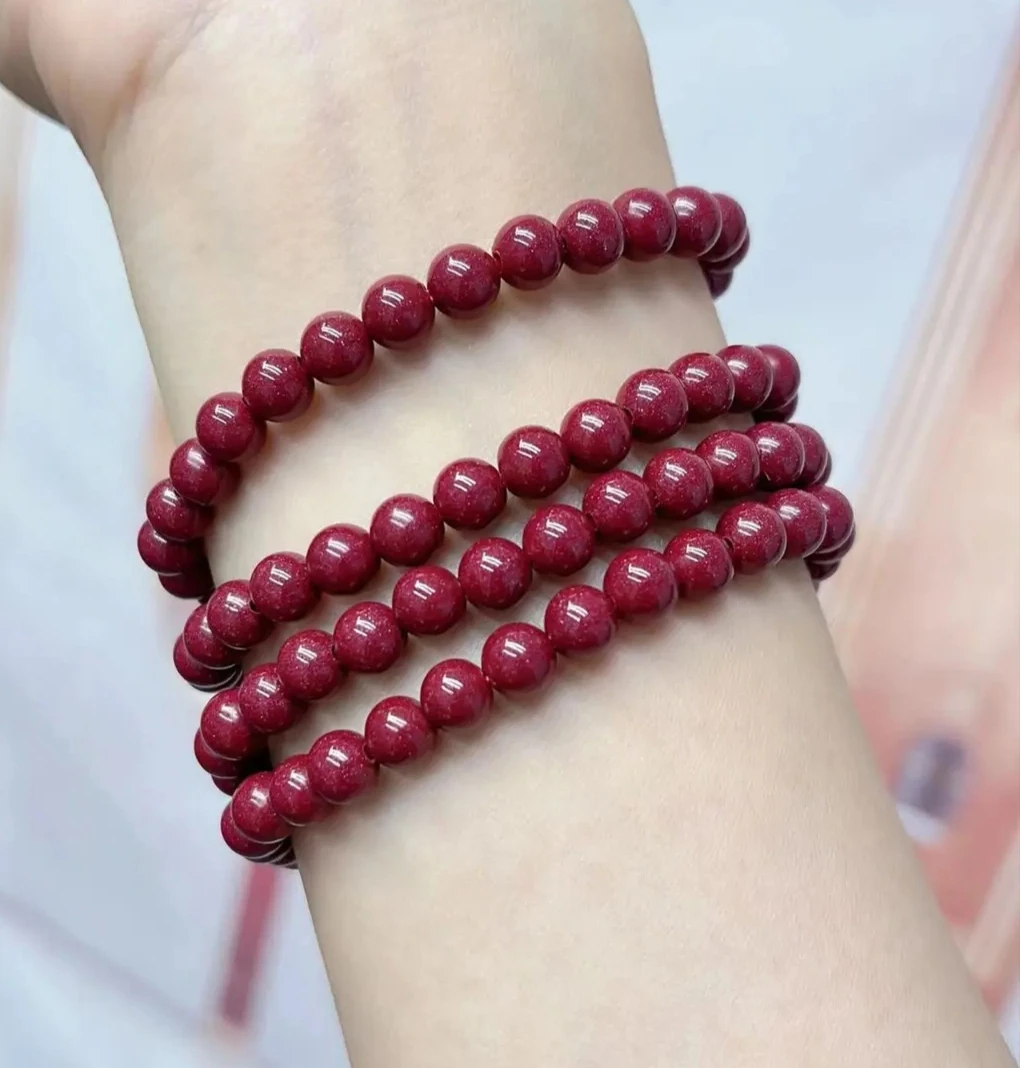 含辰砂工艺品朱砂佛珠，108颗，挂链项链