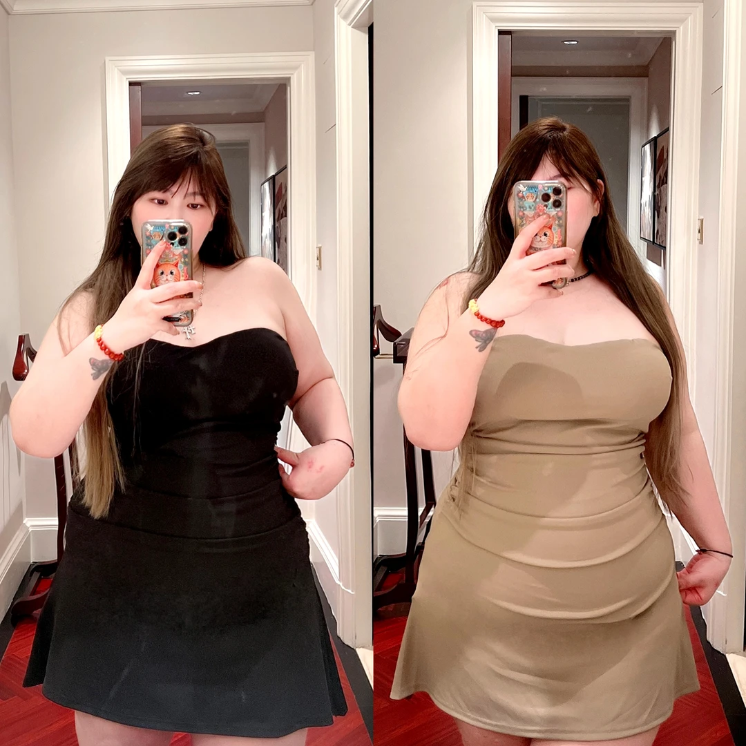 《橙橙定制》王者Crush抹胸气质衣裙（带胸垫）微胖纯欲辣妹连衣裙