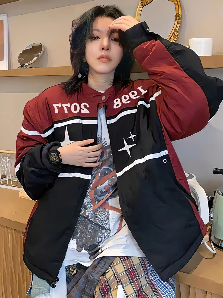 vintag机车棒球服时尚男女春秋美式高街赛车设计感小众冲锋衣衬衣