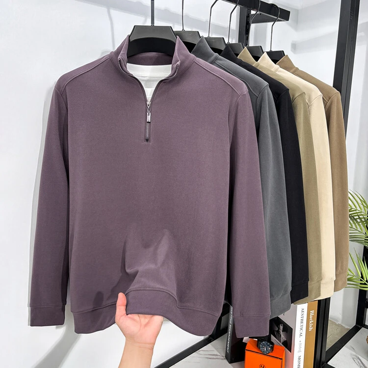 翻领拉链德绒男士长袖打底衫休闲百搭内搭外穿秋冬新款保暖毛线衣