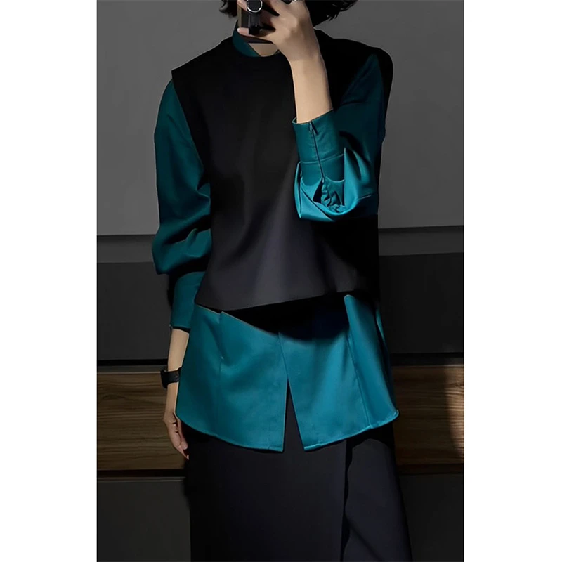 小个子穿搭一整套端庄大气女装套装小香风黑色马甲衬衫两件套2527