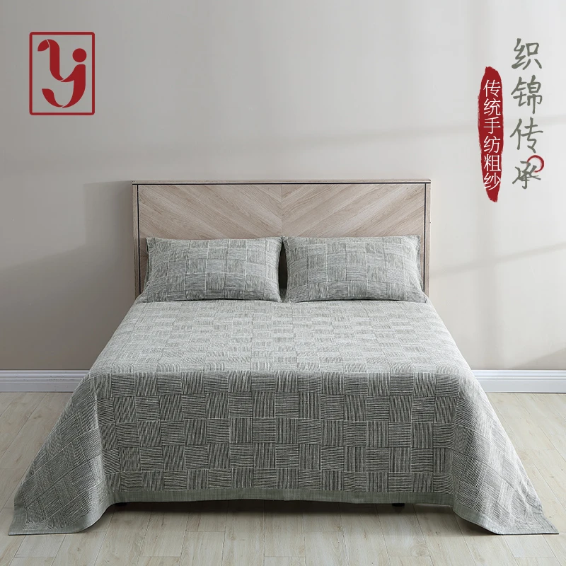 鲁锦初之帛床单纯棉加厚老粗布被单简约中式全棉手工纺纱床上用品