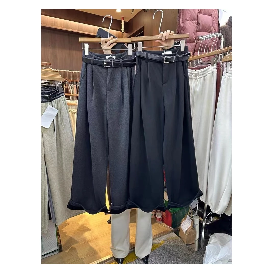 【ARONG阿荣家】08976阔腿呢子裤-灰-SML-郑-垚-W