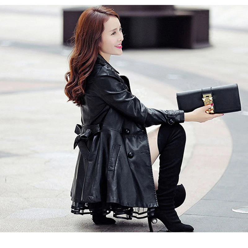 皮衣外套女中长款2025新款韩版加绒加厚保暖皮夹克皮风衣秋冬女装