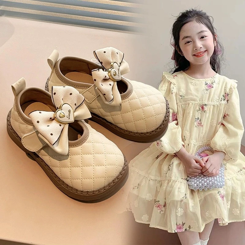 女童玛丽珍蝴蝶结公主鞋2024春夏新款软底韩版中小童宝宝皮鞋单鞋
