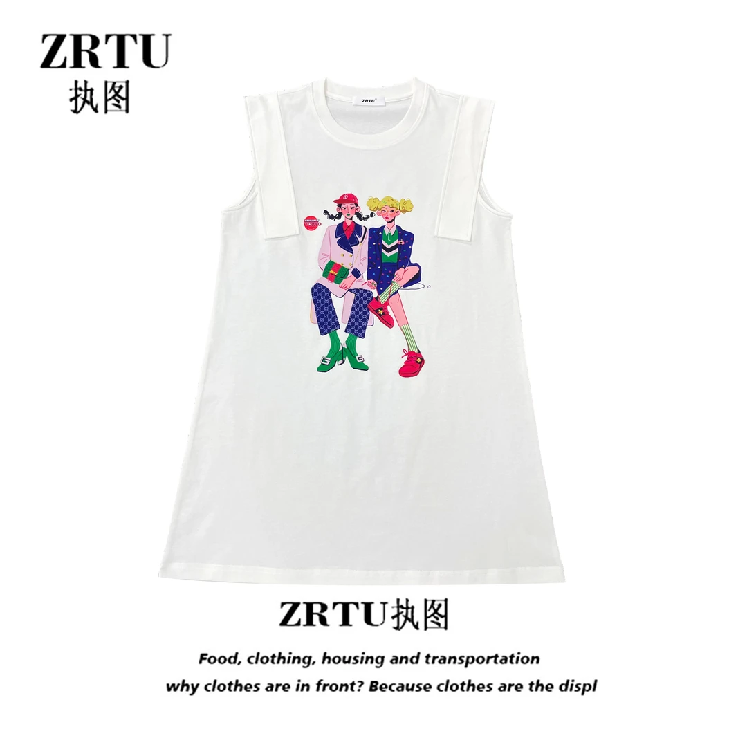 ZRTU/执图夏季新款卡通人物印花显瘦无袖T恤