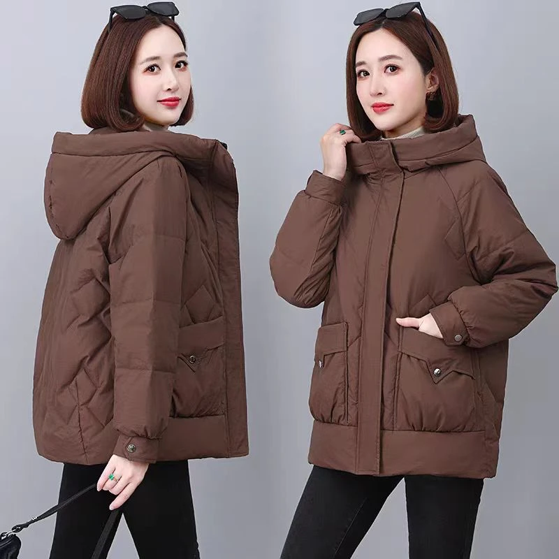 时尚棉服女冬季新款宽松百搭韩版连帽加厚保暖棉衣外套女潮大码