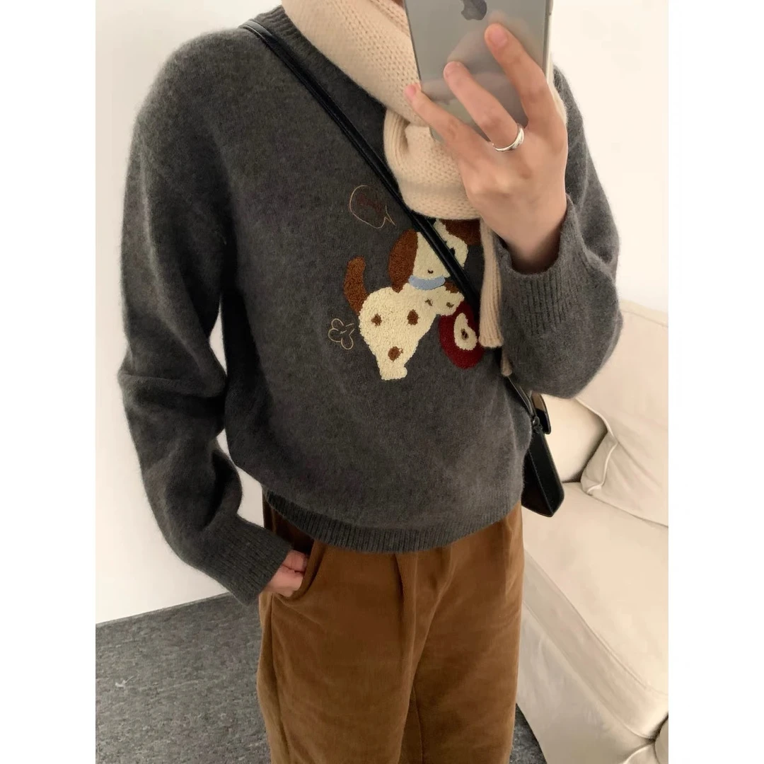 「圣诞小狗」可爱小狗~韩系冬款圣诞小狗毛茸茸套头毛衣