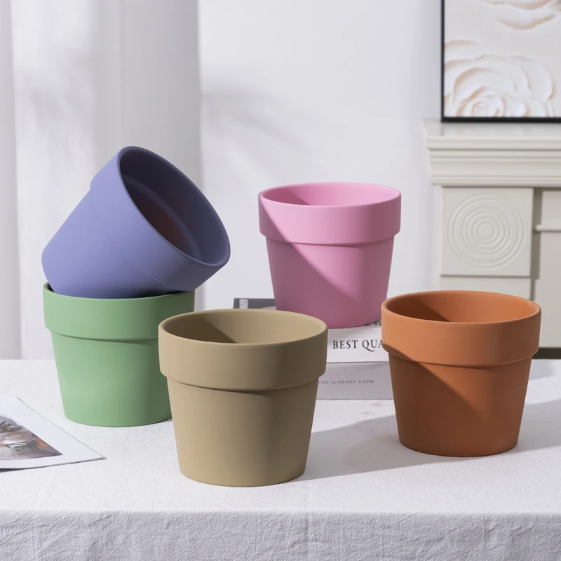 平面帝罗马多彩色红陶花盆口径16cm高度14cm