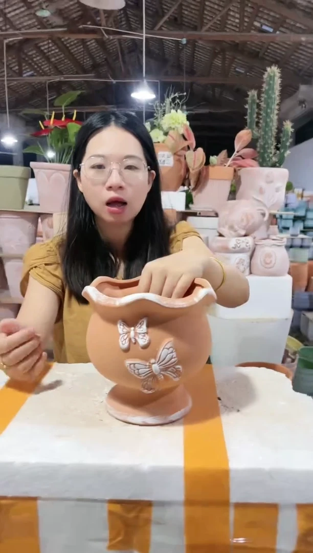 【闪购商品】红陶20CM以下经典擦白双蝶杯16-16