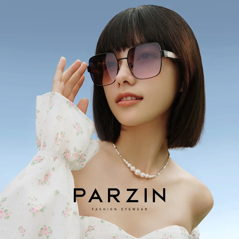 帕森 PARZIN新品时尚ins渐变彩片女士近视太阳镜防晒墨镜91688