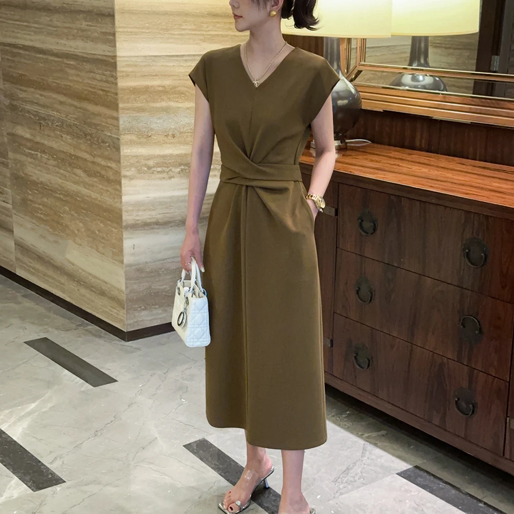 断码清！清！清！夏季高级感显瘦气质时尚连衣裙系带收腰赫本