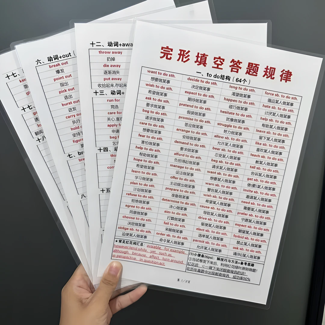 完形填空答题英语语法规律汇总大全卡片体系初中小学背诵益智
