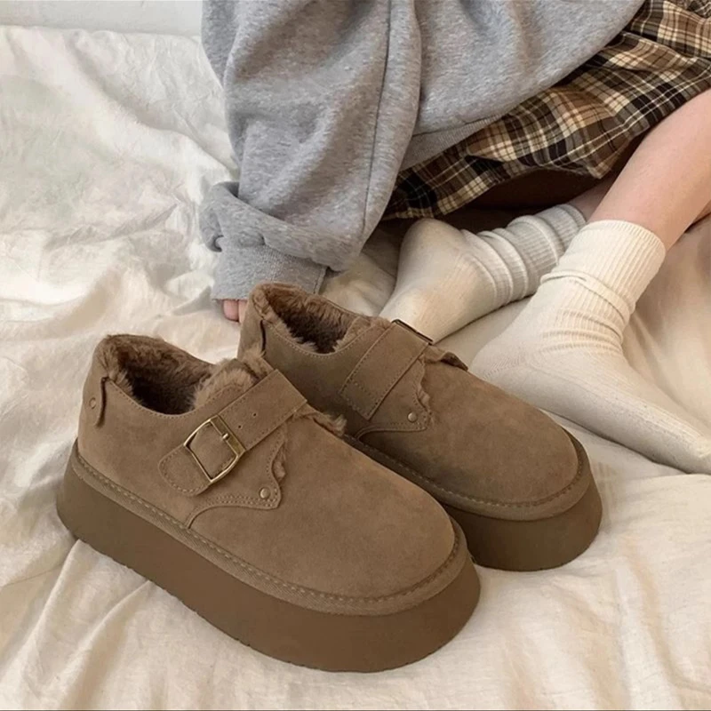 加绒加厚一脚蹬勃肯棉鞋女2024年秋冬潮款小众复古厚底防滑雪地靴