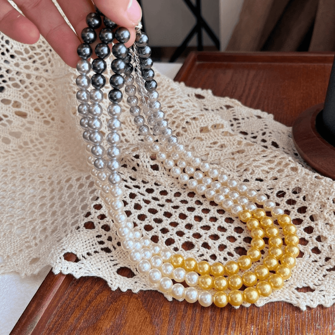 非金属项链 渐变色法式优雅人造珍珠天然海珠叠戴气质轻奢时尚