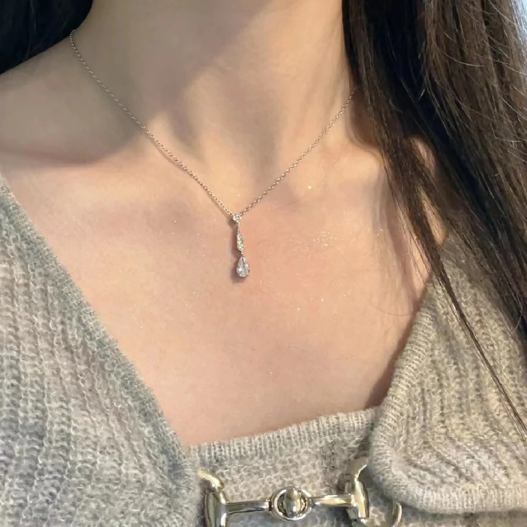 坠链均925银 一滴泪星河泪滴项链925银水滴吊坠颈链锁骨链送女友