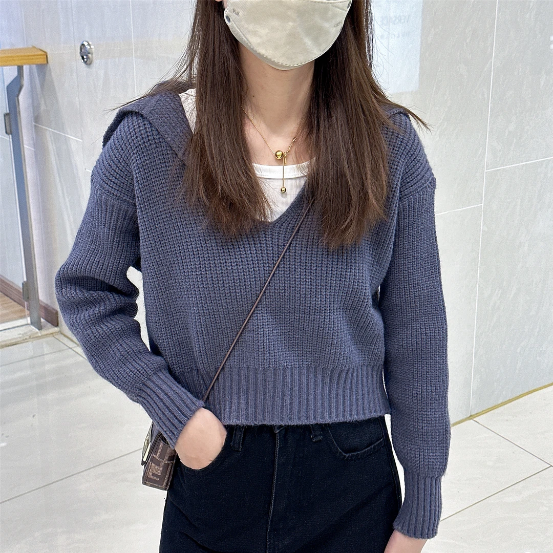 慵懒风软糯海军领毛衣两件套
