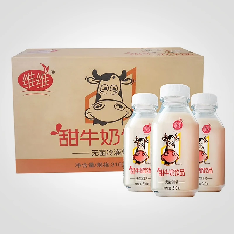 WEIWEI/维维甜牛奶饮品310克牛奶瓶装整箱成人学生早餐奶
