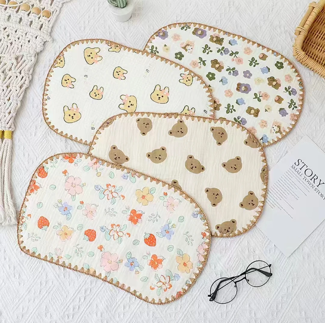 婴儿新生儿纯棉可爱云片枕头柔软透气吸汗防吐奶垫枕彩棉片枕