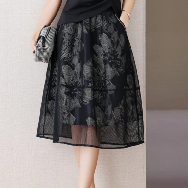 伊自尚【洋气半裙】大码胖mm夏季气质高腰时尚中长款显瘦半身裙119