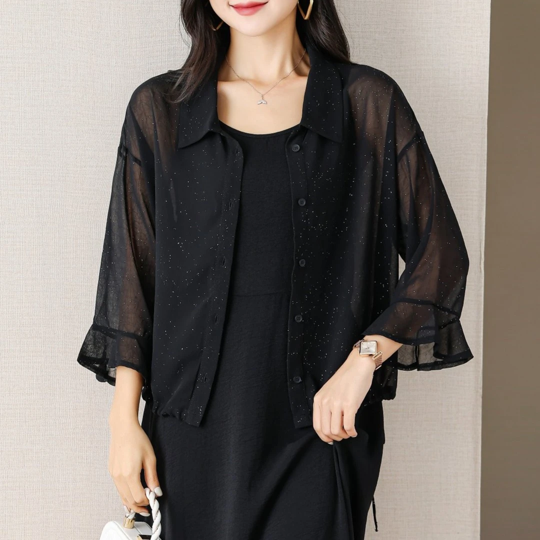 【清新夏日】大码女装春夏时尚减龄显瘦防晒小开衫胖mm外套12329