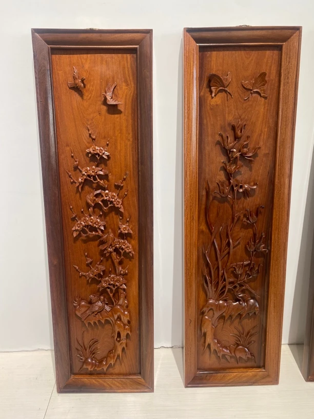 缅花梅兰竹菊挂屏四扇屏