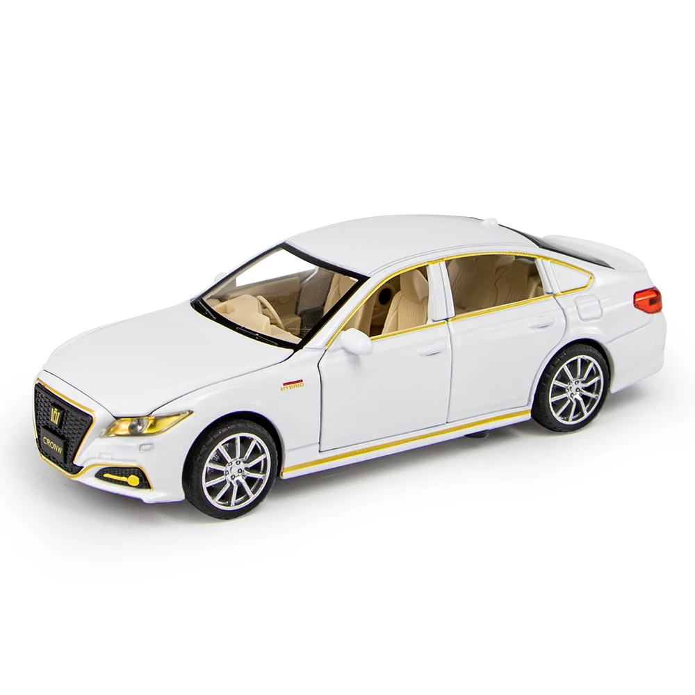 1/32丰田CROWN皇冠合金汽车模型玩具声光回力轿车摆件可开门